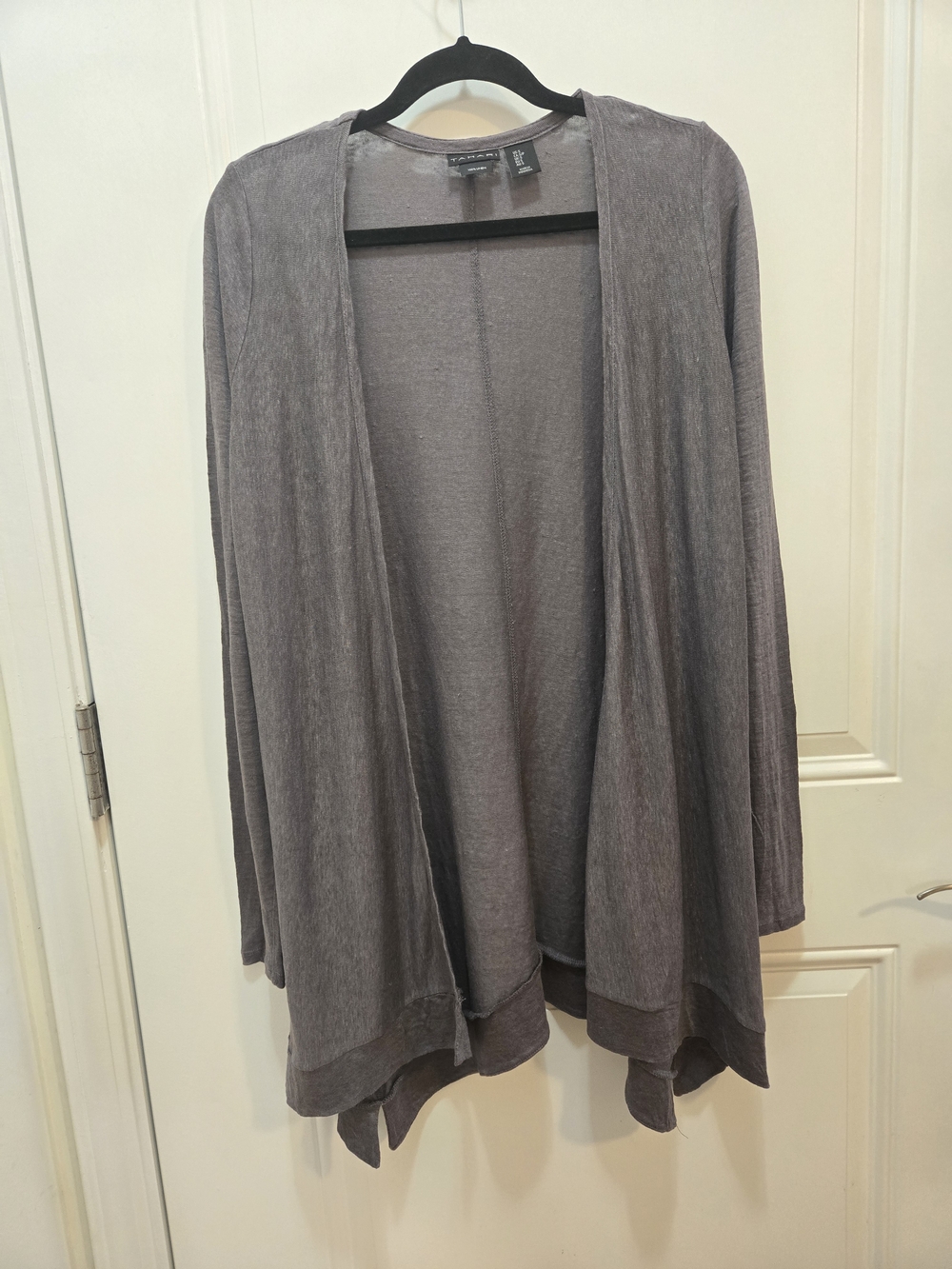 Tahari Charcoal Open-Front Draped Cardigan